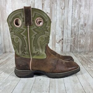 Durango Womens Brown Green Leather Square Toe Western Boots Size 9M